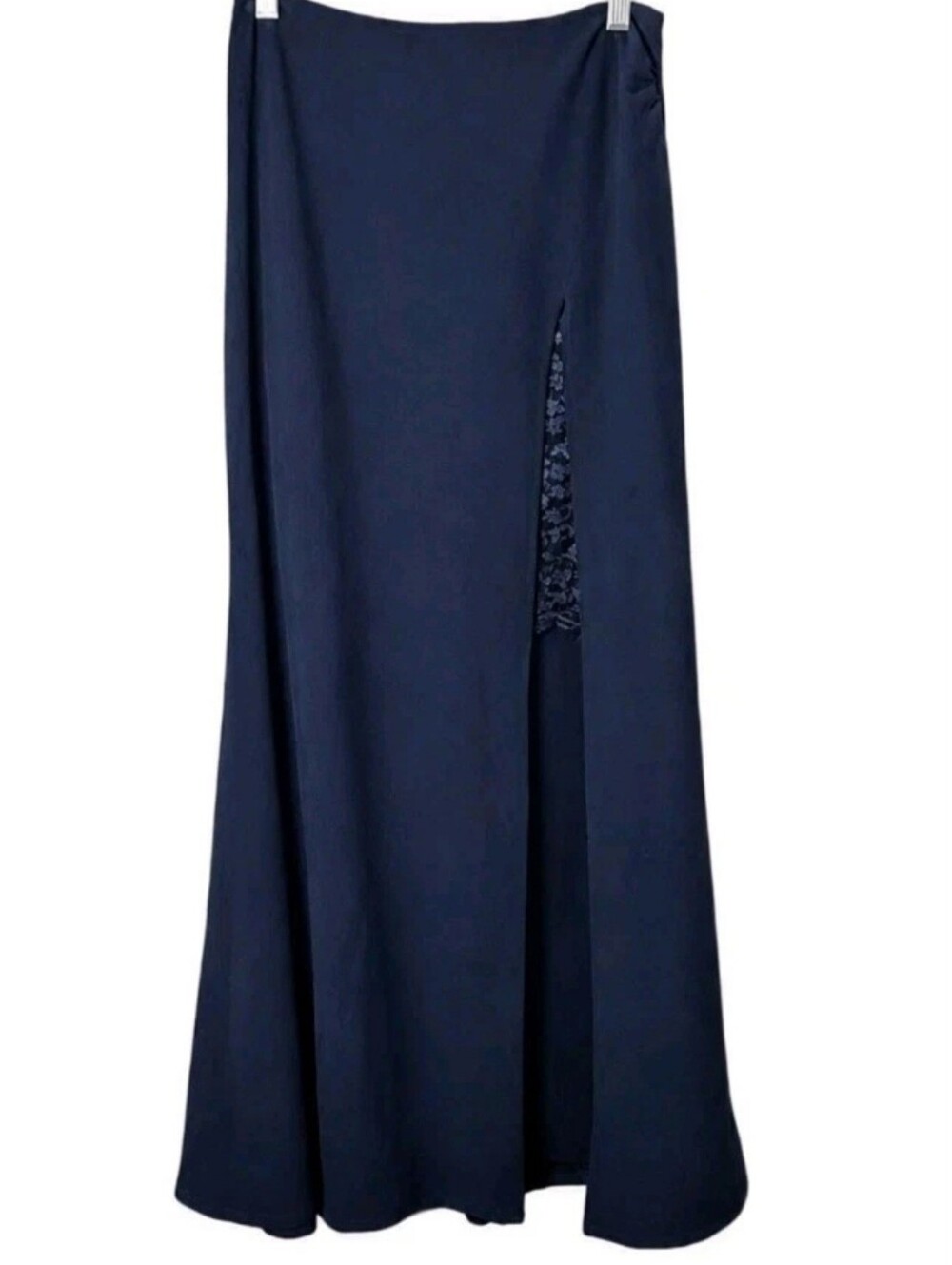 Venus Women's 8 Navy Blue Lace Skirt Size 8 High Slit Waist Ruched Mixed Media
